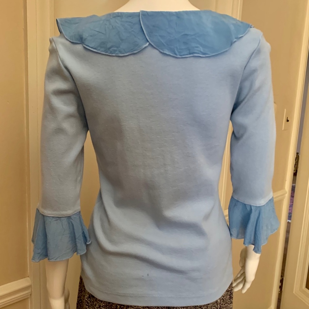 Powder Blue Ruffled Blouse - Picture 2 of 5